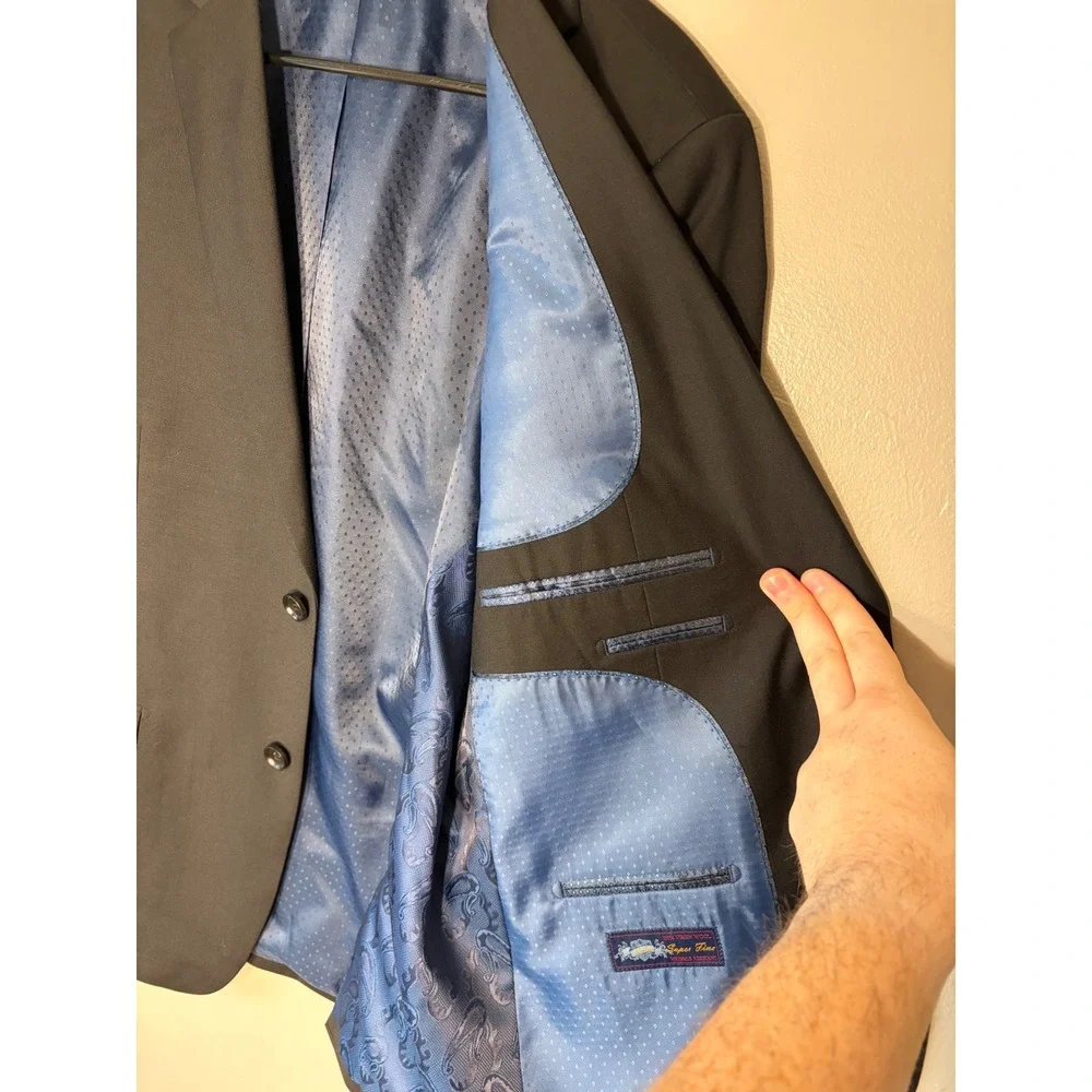 Mantoni Mens 42S Black Super Fine 100% Virgin Wool 2-Button Suit Jacket M40901
